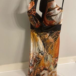 Cache size 2 dress, halter, fabric is silk or satin, absolutely beautiful dress